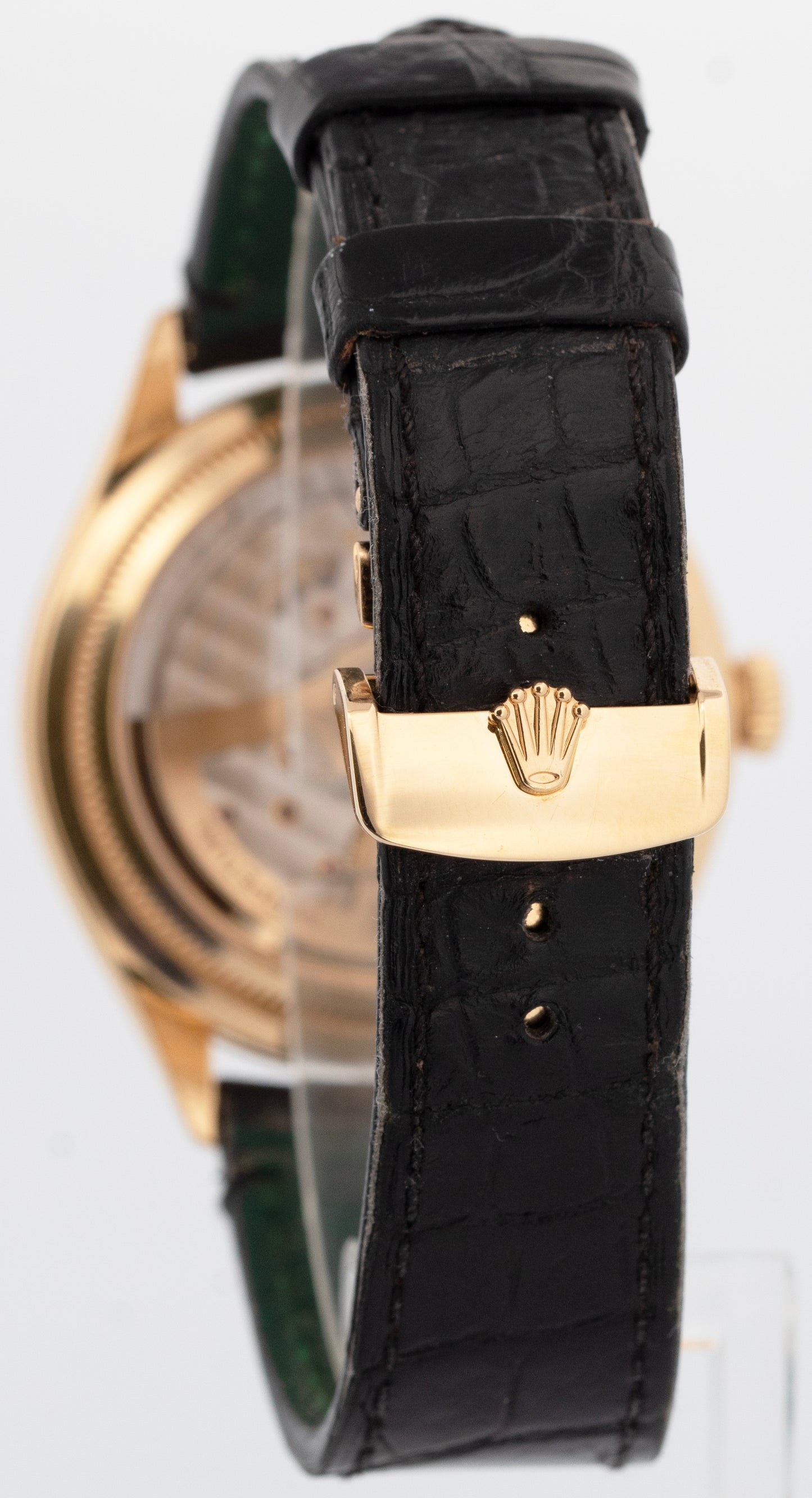 PAPERS Rolex 1908 Black 18K Yellow Gold Leather Strap 39mm 52508 Watch BOX