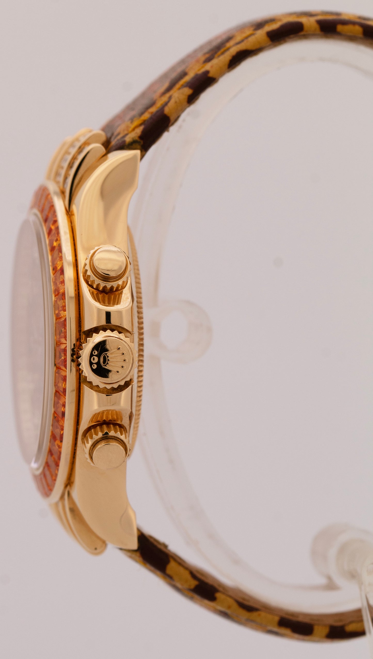 Rolex Daytona Yellow Gold FACTORY ORANGE SAPPHIRE DIAMOND Watch 116598 SACO B+P