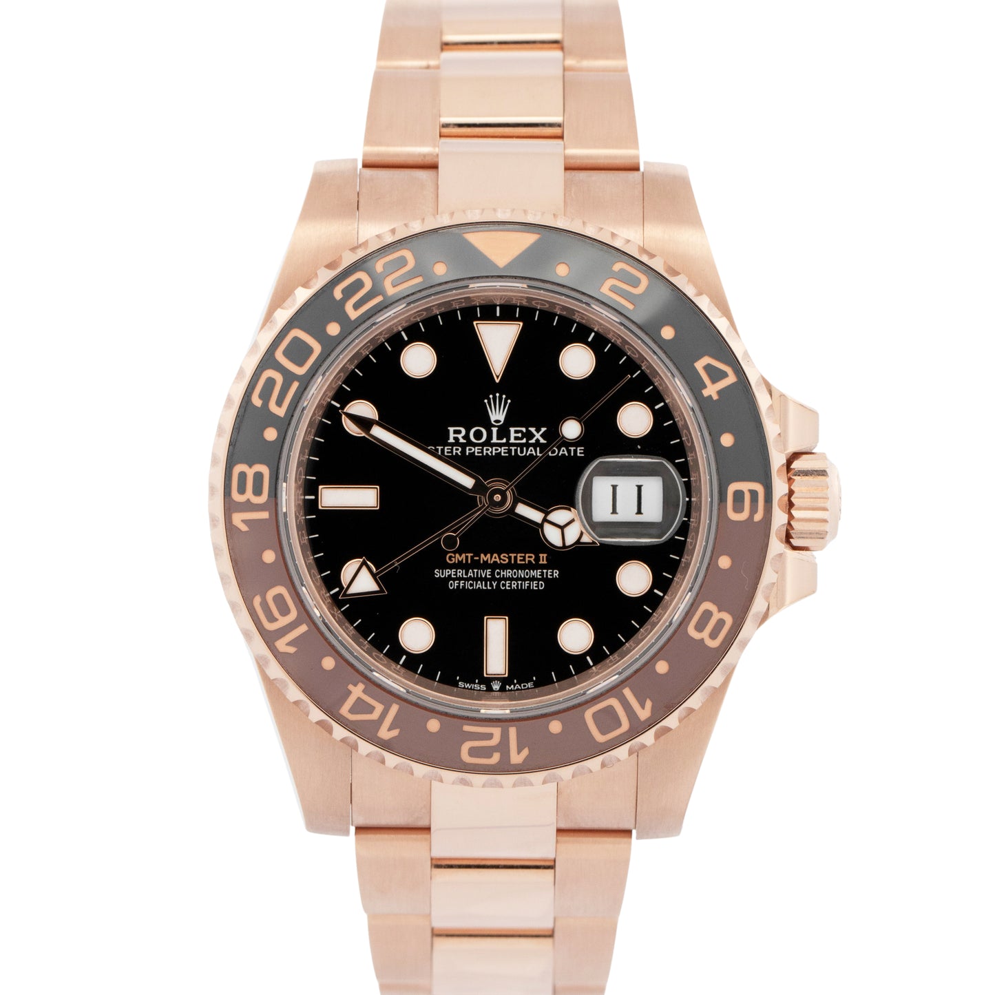 2025 PAPERS Rolex GMT-Master II ROOT BEER 18K Rose Gold 40mm 126715 CHNR BOX
