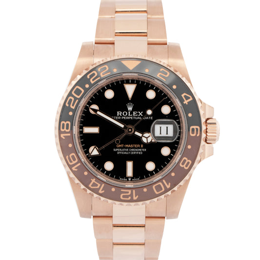 2025 PAPERS Rolex GMT-Master II ROOT BEER 18K Rose Gold 40mm 126715 CHNR BOX