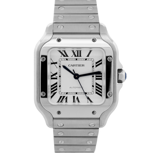 PAPERS Cartier Santos Mid-Size 35mm Stainless Steel White WSSA0029 4075 BOX
