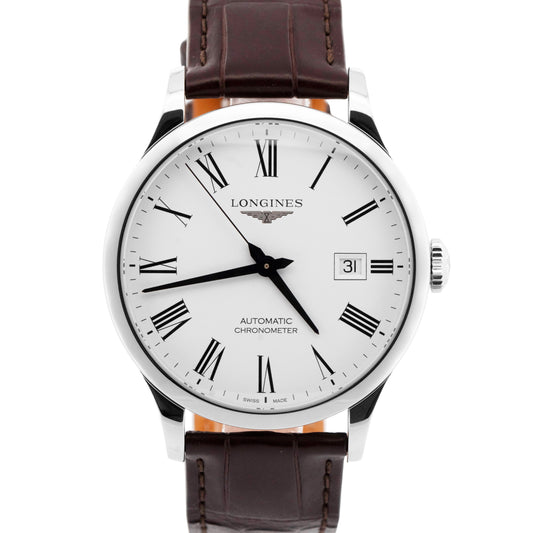 Longines Record White Stainless Steel 40mm Automatic Watch L2.821.4.11.2 BOX