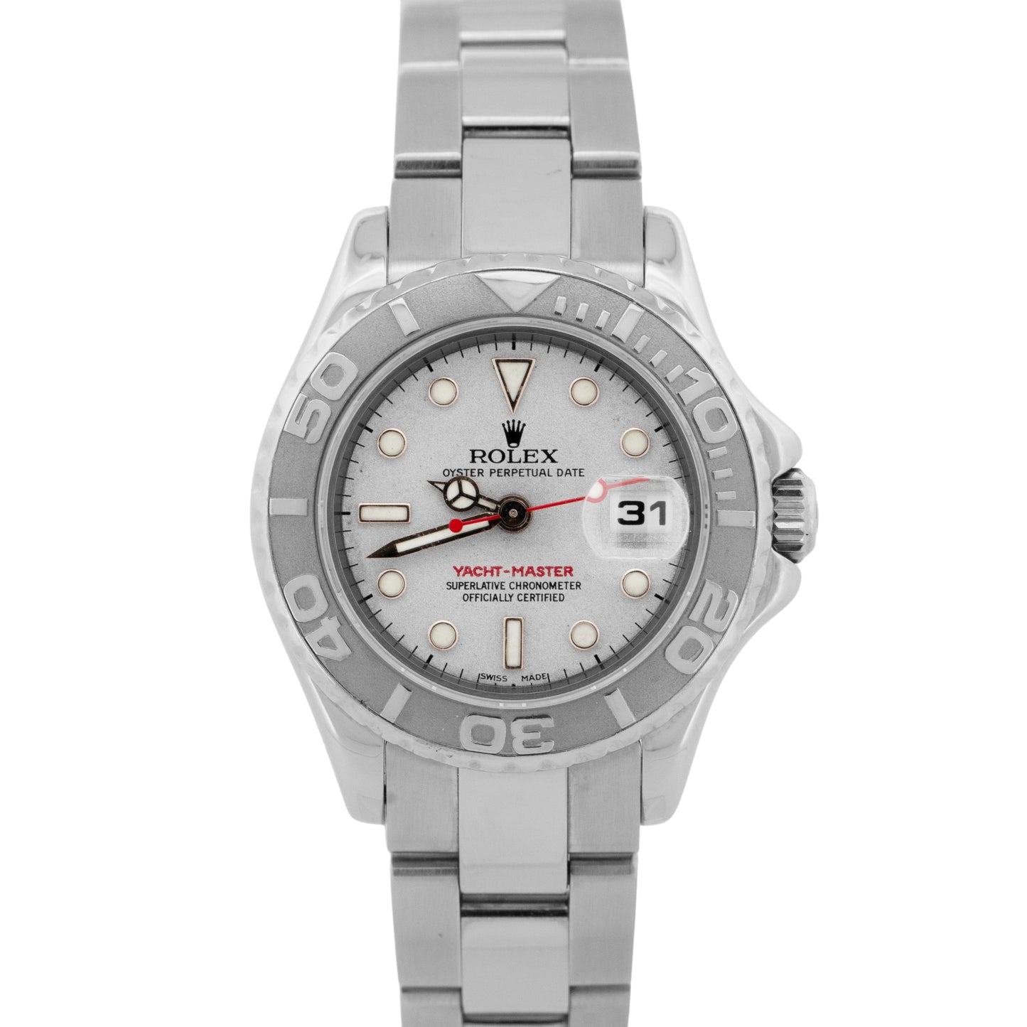 Ladies Rolex Yacht-Master Stainless Steel Platinum 29mm Date Watch 169622