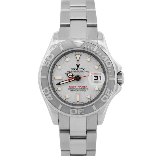 Ladies Rolex Yacht-Master Stainless Steel Platinum 29mm Date Watch 169622