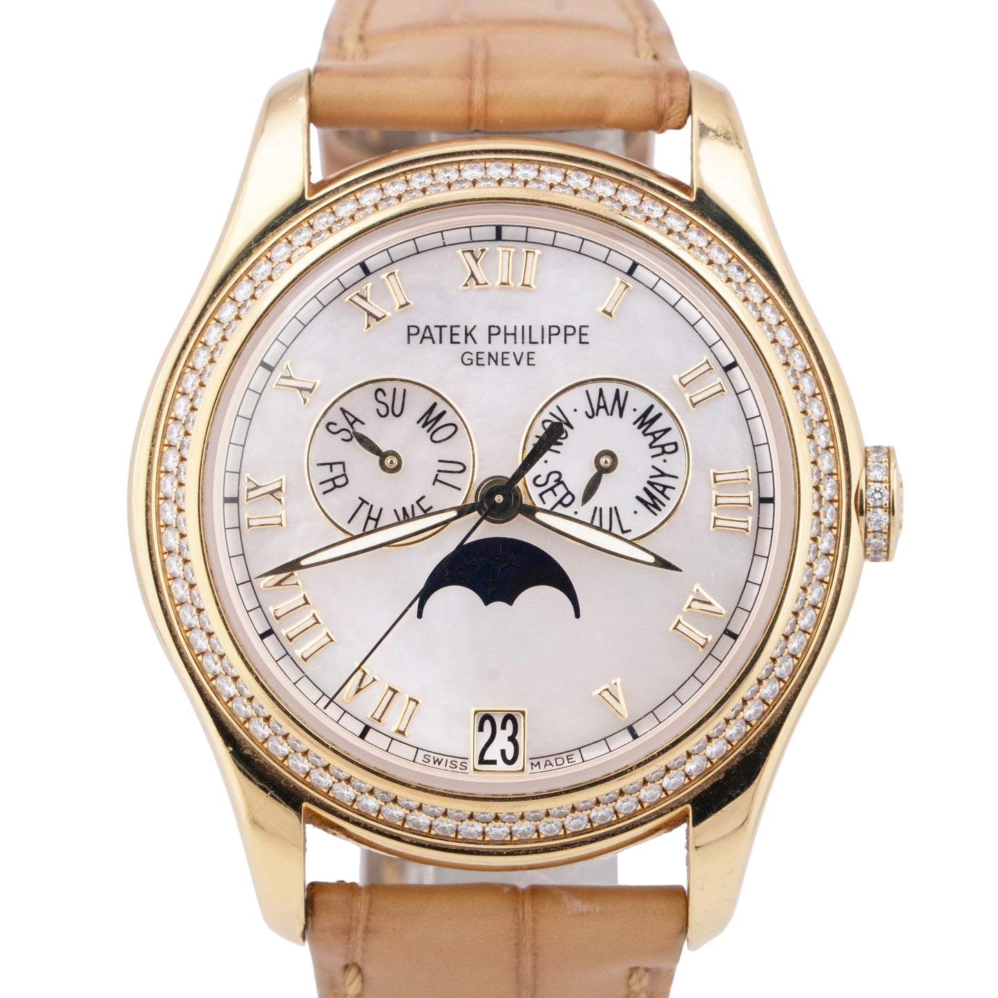 UNPOLISHED Patek Philippe Annual Calendar DIAMOND MOP Gold 37mm 4936J Watch BOX