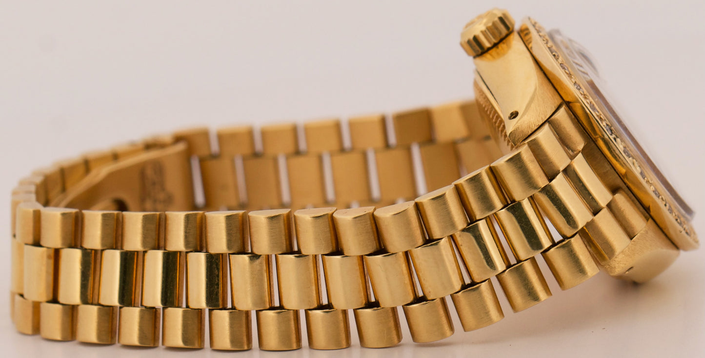 VINTAGE 1984 Ladies Rolex DateJust PRESIDENT 26mm CHAMPAGNE DIAMOND 18K 6917