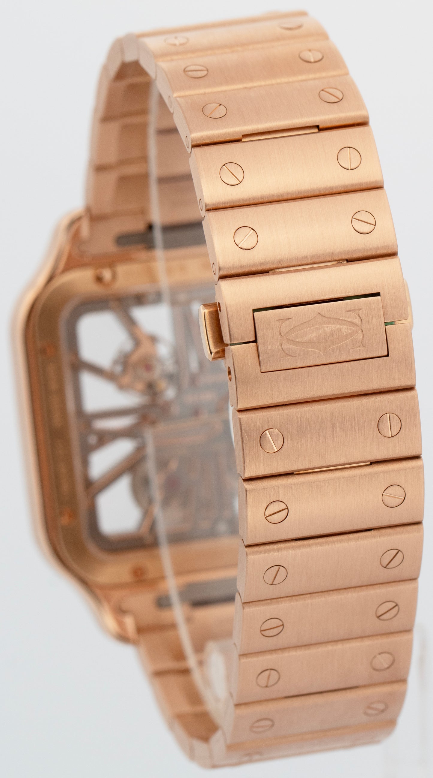 Cartier Santos 4110 / WHSA0016 39.8mm SKELETON 18K Rose Gold Watch Box Papers