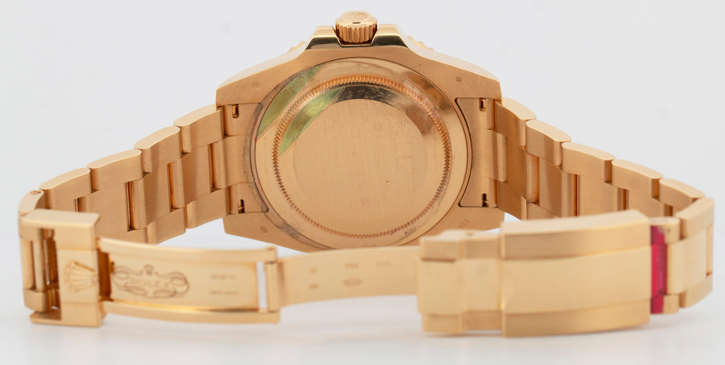UNPOLISHED PAPERS Rolex GMT-Master II GREEN 18K Yellow Gold 40mm 116718 BOX