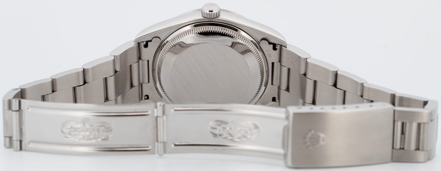 Rolex Oyster Perpetual Date White 34mm Oyster Stainless NO-HOLES Watch 15200