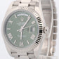 Rolex Day-Date 40mm OLIVE ROMAN Green President 18K White Gold 228239 Watch BOX