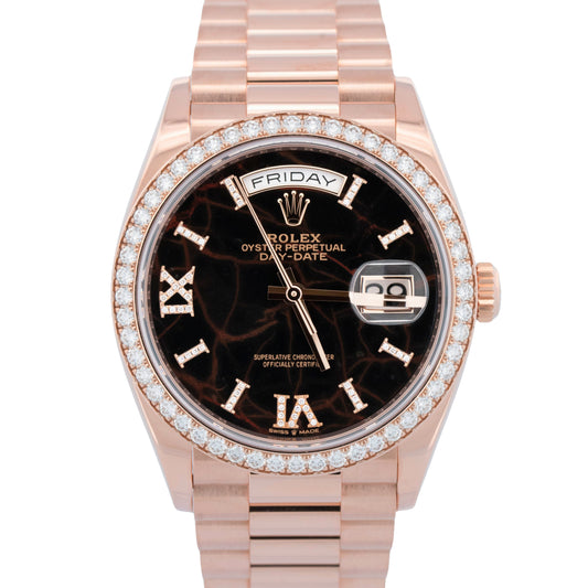 PAPERS Rolex Day-Date President EISENKIESEL DIAMOND 36mm Rose Gold 128345RBR BOX