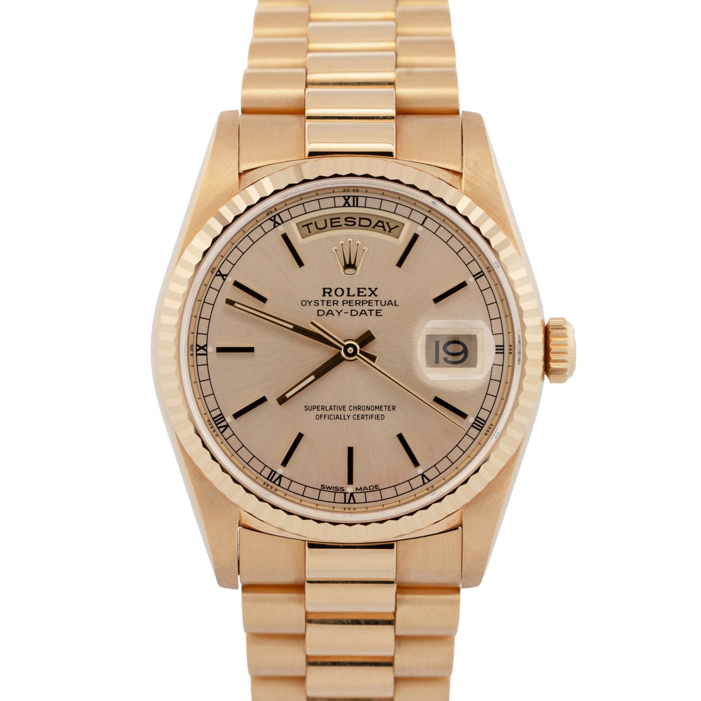 2020 RSC Rolex Day-Date President SILVER 18K Yellow Gold 36mm 18238 Watch BOX