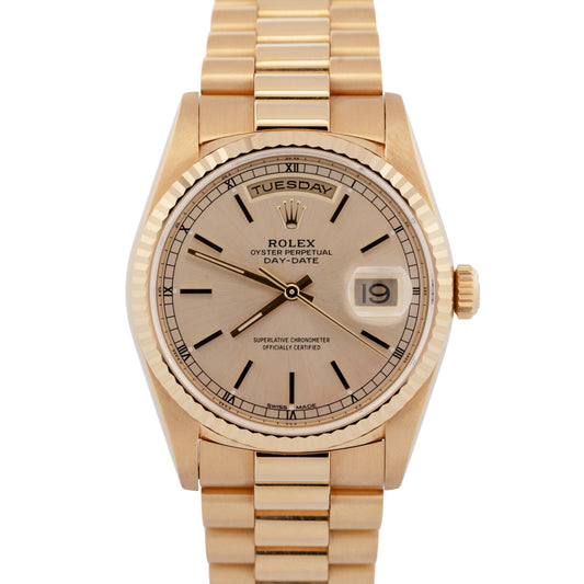 2020 RSC Rolex Day-Date President SILVER 18K Yellow Gold 36mm 18238 Watch BOX