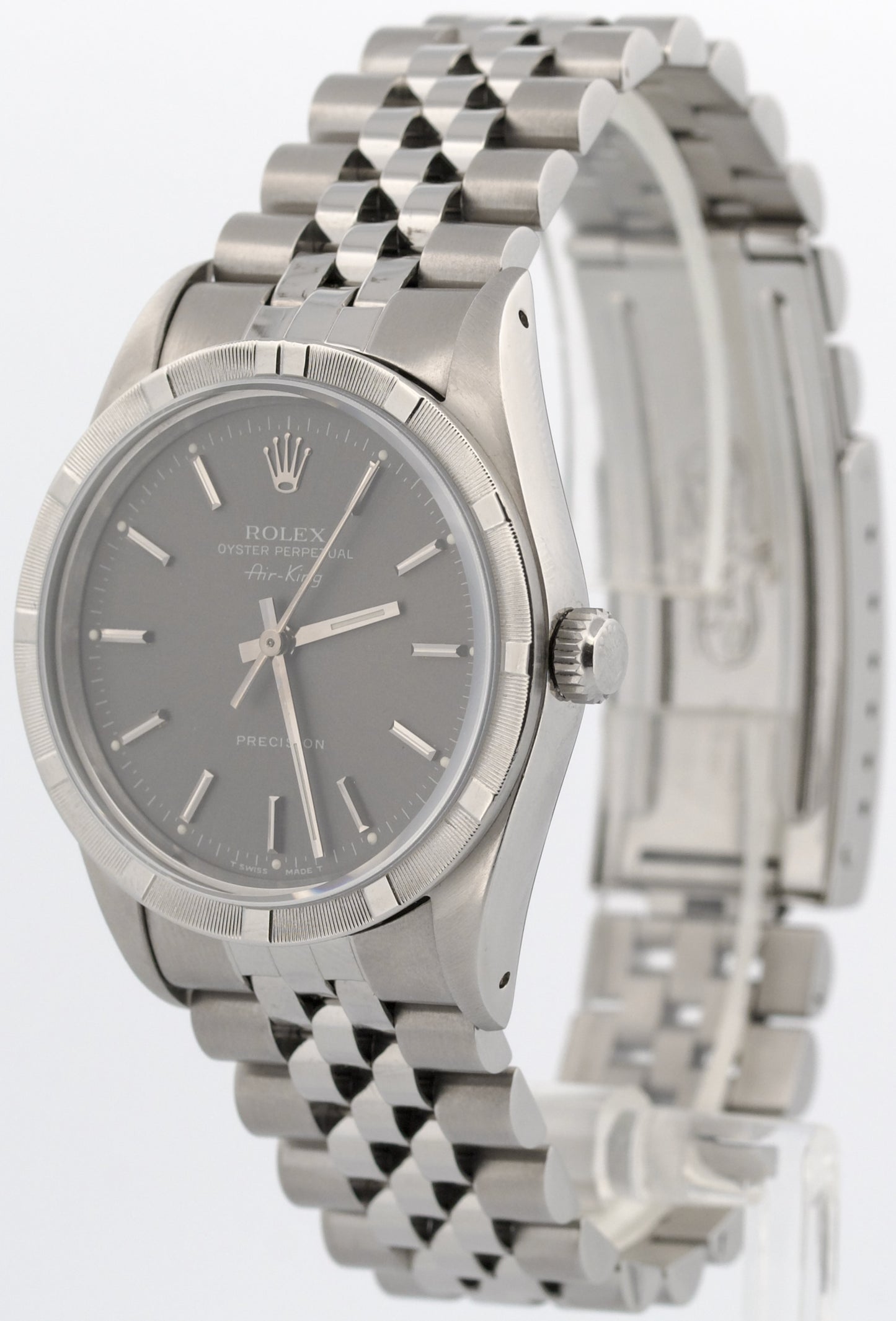Rolex Oyster Perpetual Air-King GRAY Stainless Steel JUBILEE 34mm 14010 Watch