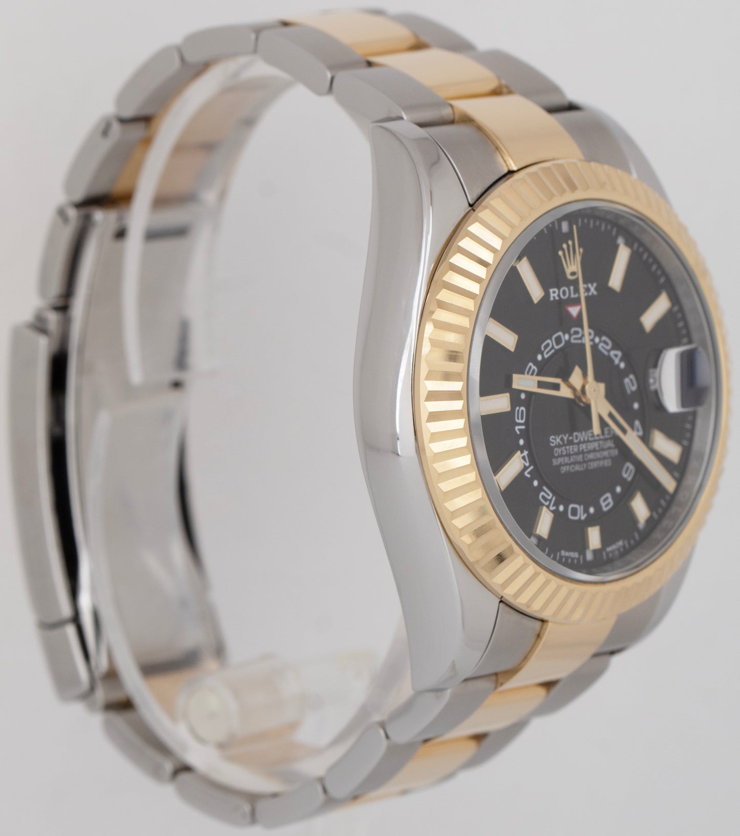 Rolex Sky-Dweller Two-Tone 18K Yellow Gold Steel Black 42mm 326933 Oyster Watch