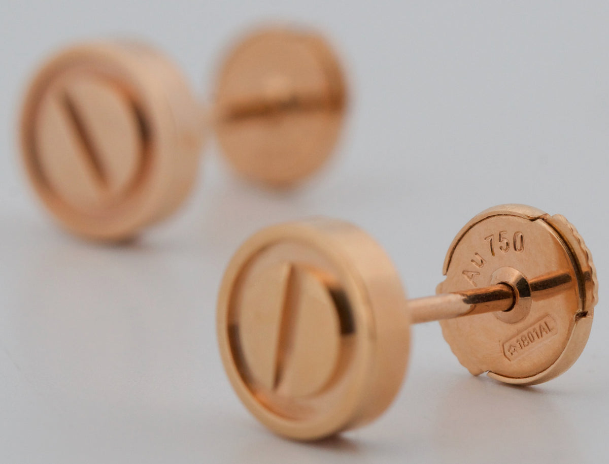 2026 Cartier Love Stud Earrings 18K Rose Gold Box Papers