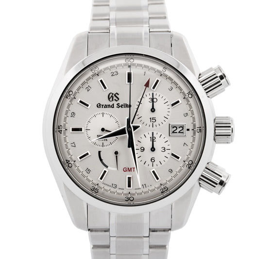 Grand Seiko Sport Spring Drive GMT 43mm Chronograph Steel Date Watch SBGC201 BOX