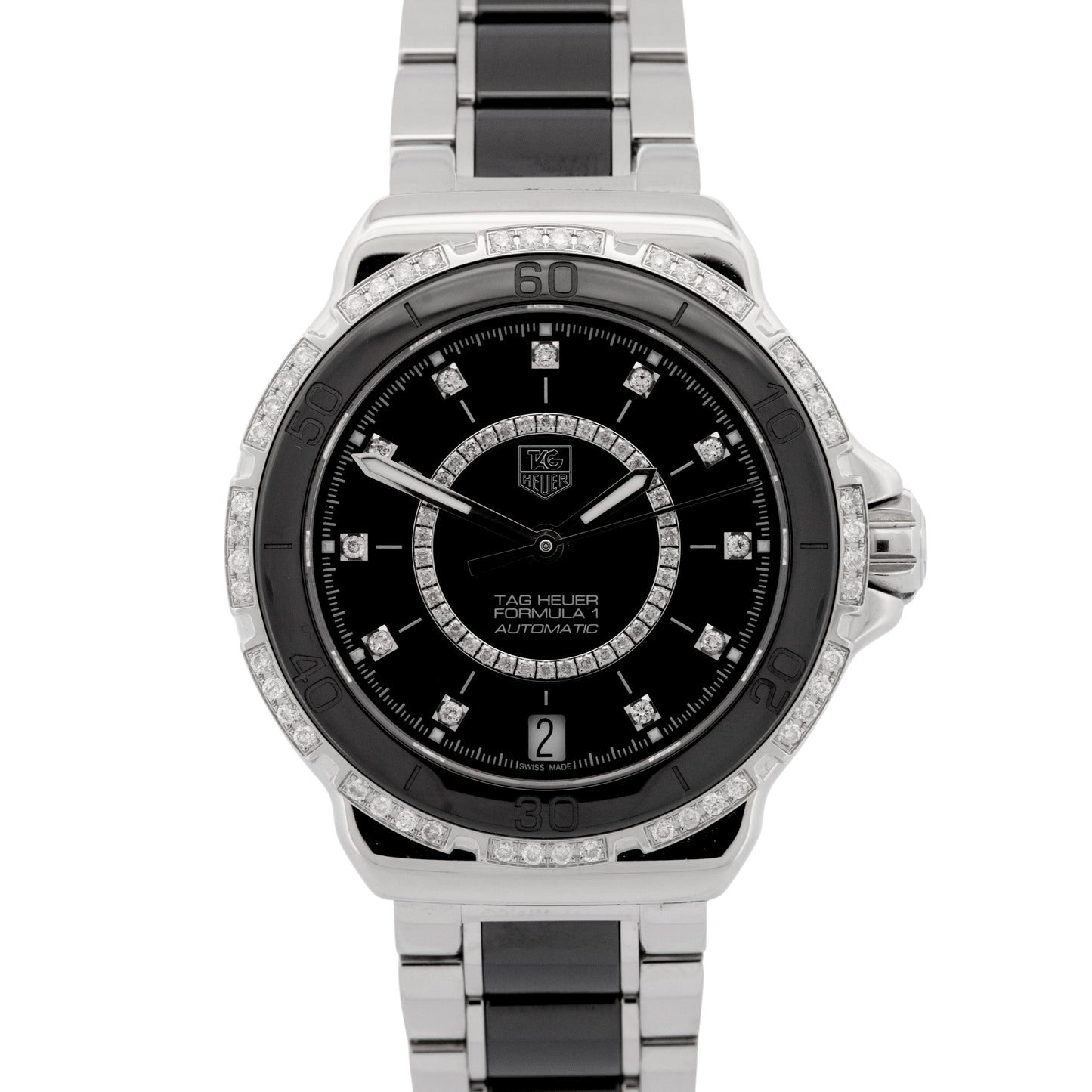 Tag Heuer Formula 1 DIAMOND Stainless Steel Black 37mm Watch WAU2212.BA0859