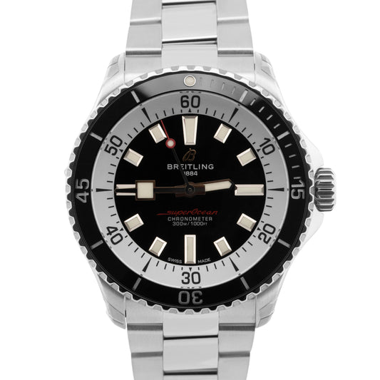 PAPERS Breitling SuperOcean 42mm Black Steel Automatic Watch A17375 Watch BOX