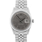 Rolex DateJust 36mm Silver Stainless Steel Engine Turned Jubilee Watch 1603