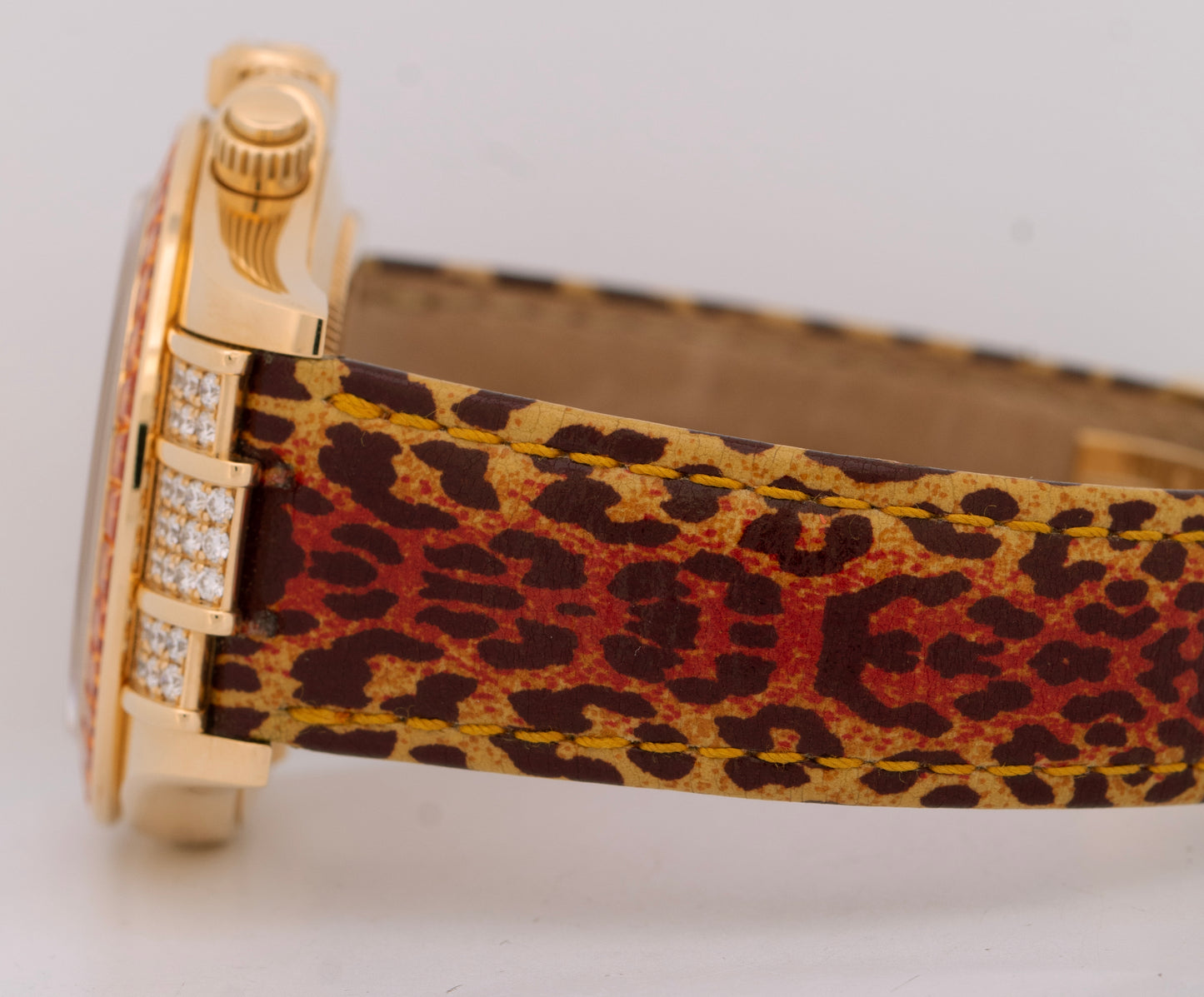 Rolex Daytona Yellow Gold FACTORY ORANGE SAPPHIRE DIAMOND Watch 116598 SACO B+P