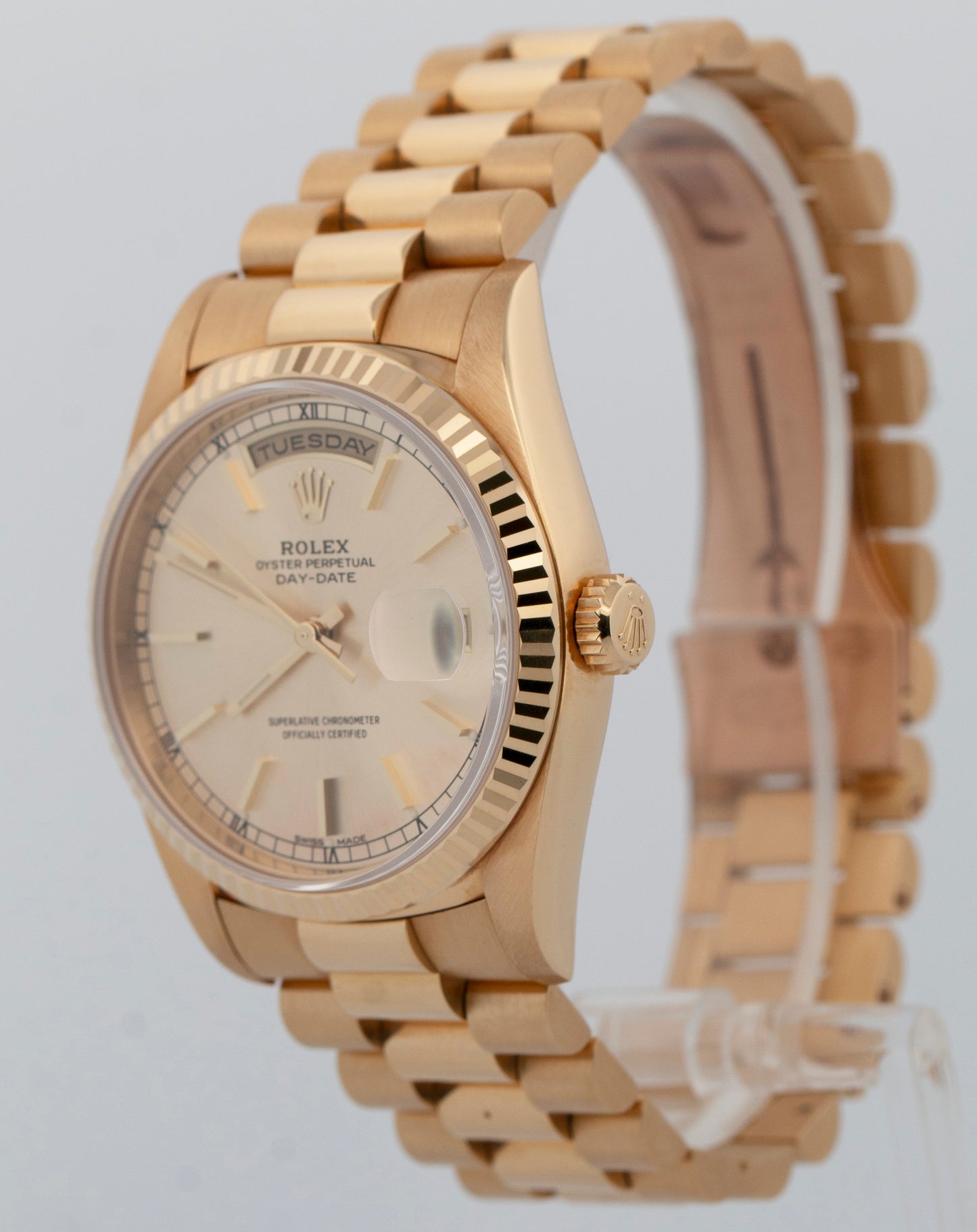 2020 RSC Rolex Day-Date President SILVER 18K Yellow Gold 36mm 18238 Watch BOX