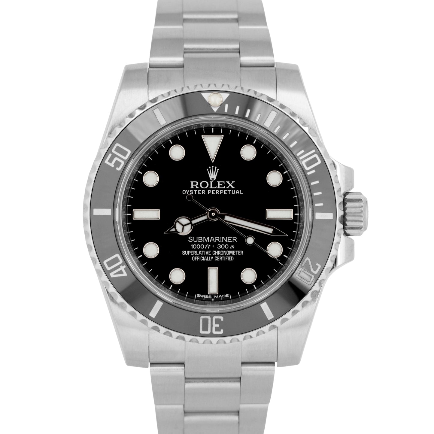 MINT Rolex Submariner No-Date Ceramic 40mm Oyster Stainless Steel Watch 114060