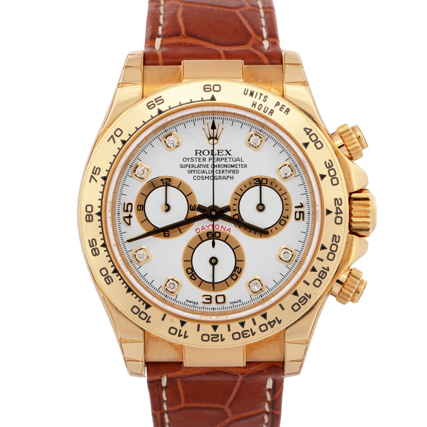 NOS 2003 PAPERS Rolex Daytona WHITE DIAMOND Yellow Gold 40mm 116518 Watch BOX