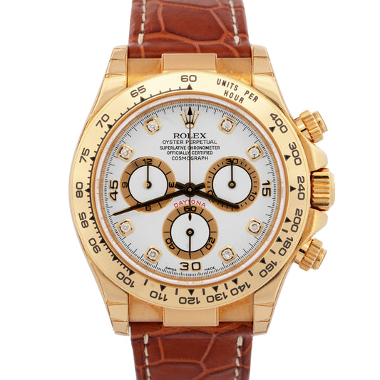 NOS 2003 PAPERS Rolex Daytona WHITE DIAMOND Yellow Gold 40mm 116518 Watch BOX