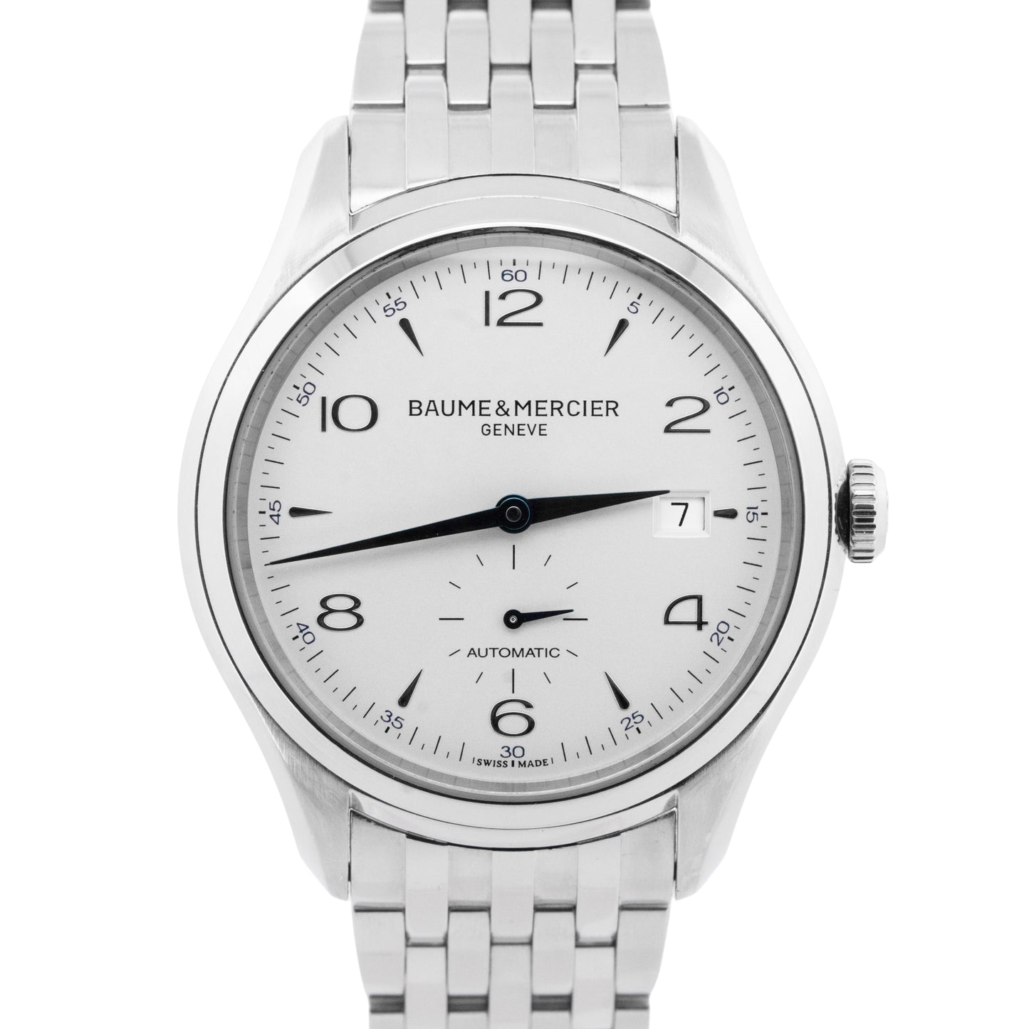 Baume & Mercier Clifton Stainless Steel Silver 41mm Automatic Date Watch 65717