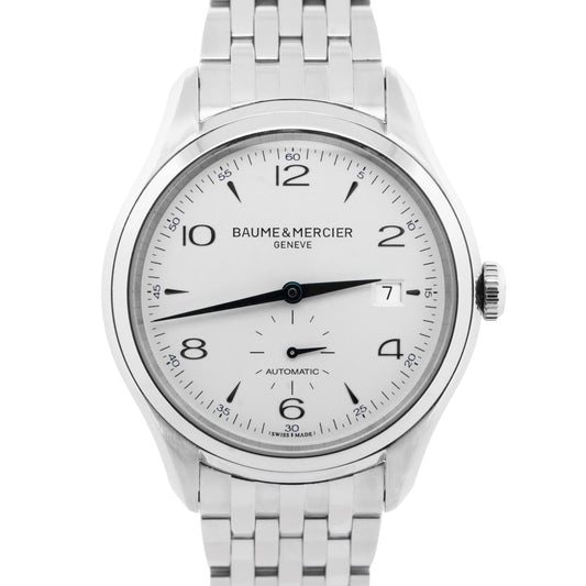 Baume & Mercier Clifton Stainless Steel Silver 41mm Automatic Date Watch 65717