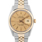 Rolex DateJust 36mm Champagne LINEN Two-Tone 14K Yellow Gold Steel Watch 16013