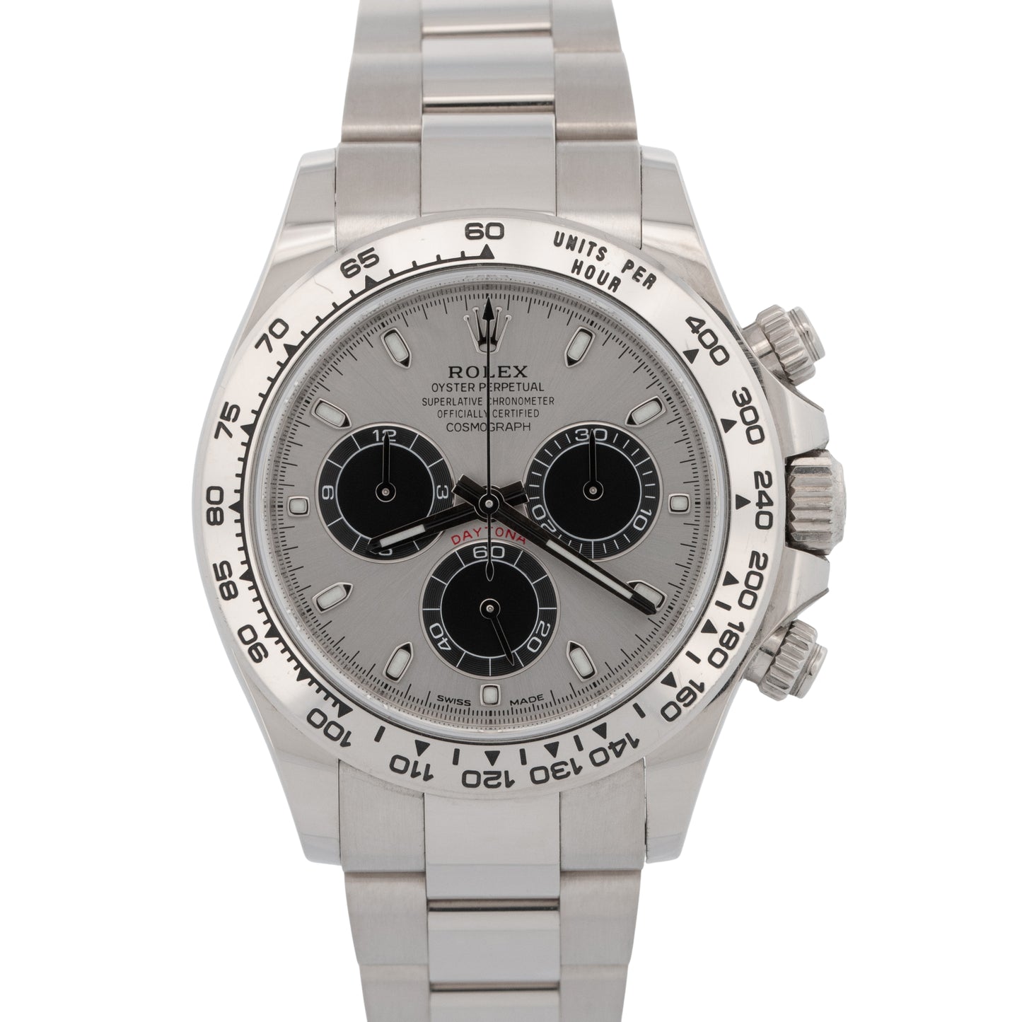 PAPERS Rolex Daytona Cosmograph GHOST Silver 18K White Gold Watch 116509 BOX