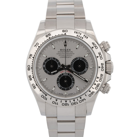 PAPERS Rolex Daytona Cosmograph GHOST Silver 18K White Gold Watch 116509 BOX