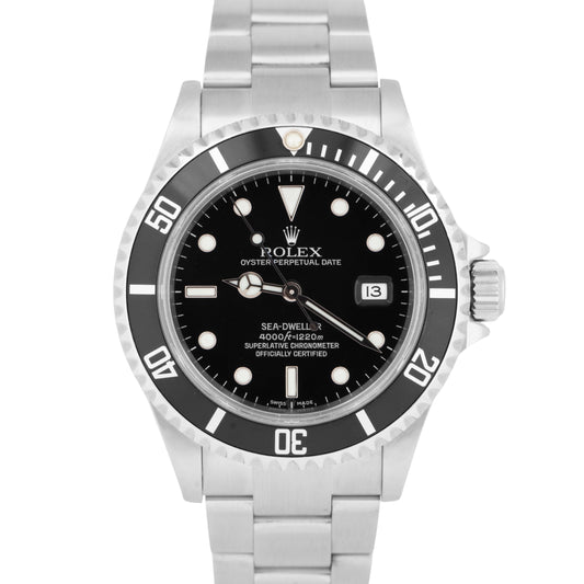 MINT 2008 Rolex Sea-Dweller 40mm BLACK Stainless Steel Oyster Date Watch 16600