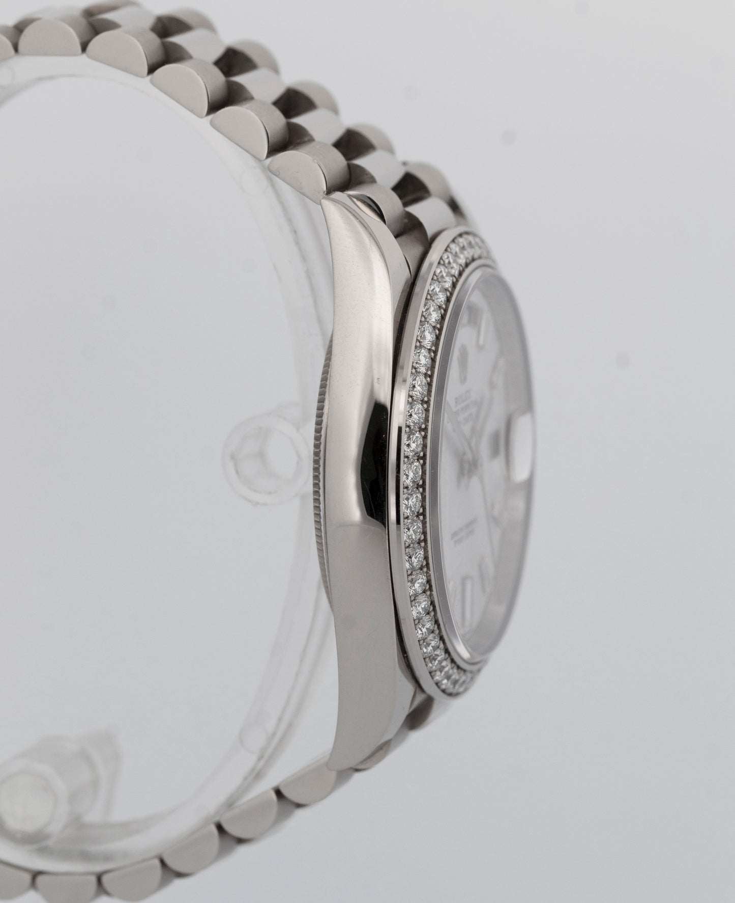 PAPERS Rolex Day-Date 40mm METEORITE BAGUETTE DIAMOND 18K White Gold 228349 RBR