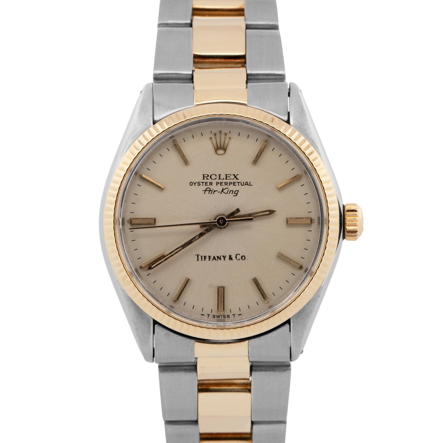 Rolex Oyster Perpetual Air-King TIFFANY & CO Silver Two-Tone 34mm 5501 Watch