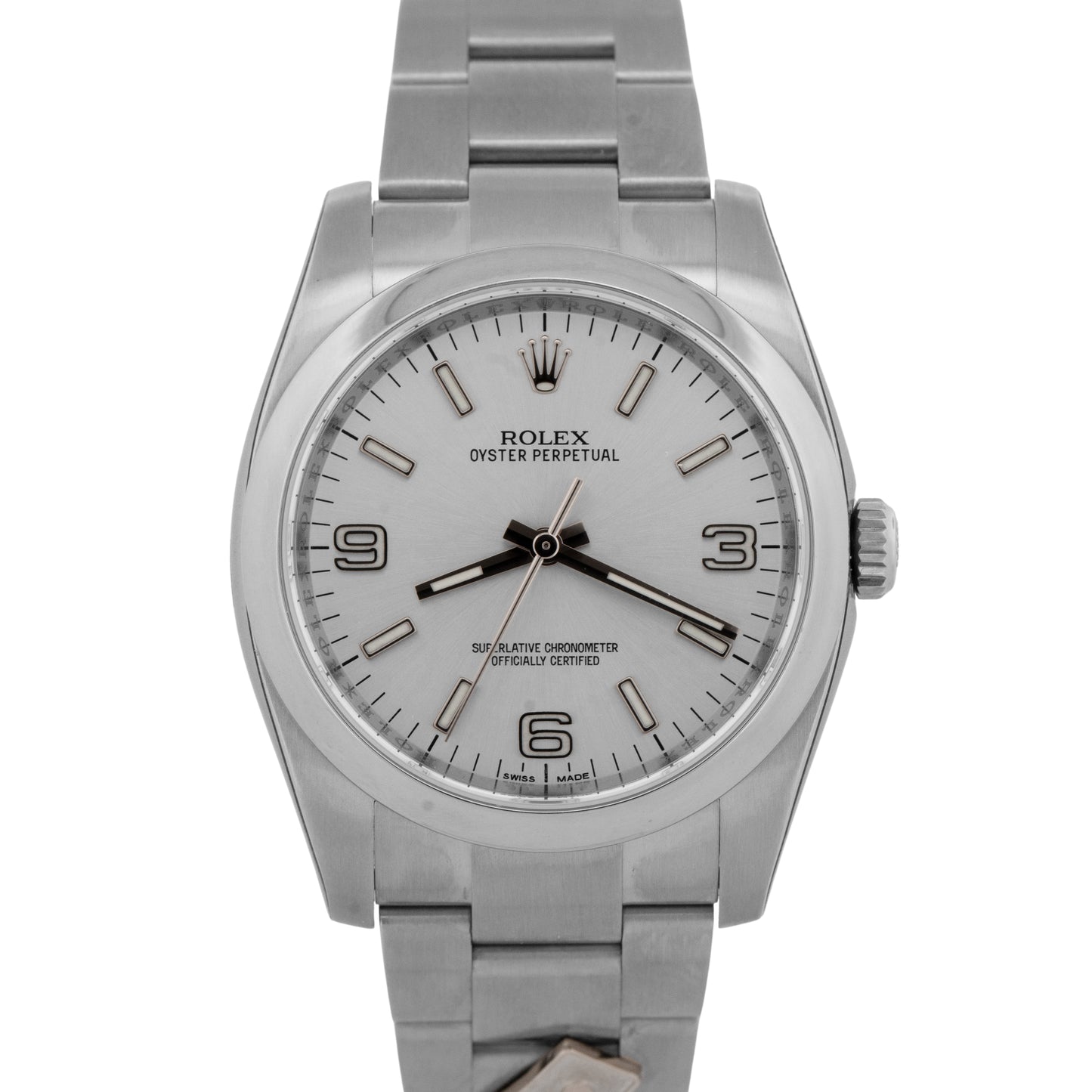 DOMINOS 2015 PAPERS NOS STICKERED Rolex Oyster Perpetual Silver 36mm 116000 BOX