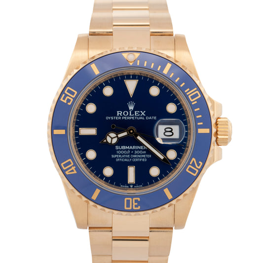 2024 PAPERS Rolex Submariner Date BLUE 18K Yellow Gold 41mm 126618 LB Watch BOX