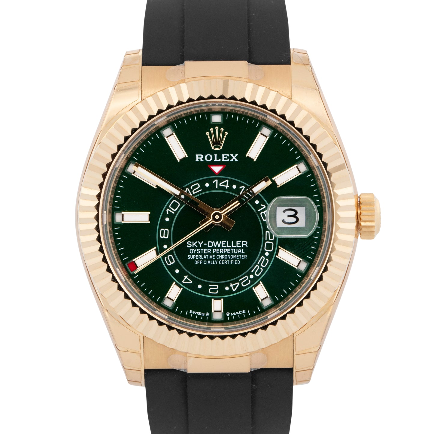 NEW 2026 PAPERS Rolex Sky-Dweller GREEN 18K Yellow Gold 42mm 336238 Watch BOX