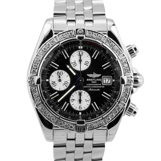 MINT Breitling Chronomat Evolution DIAMOND Stainless Steel 44mm Watch A13356