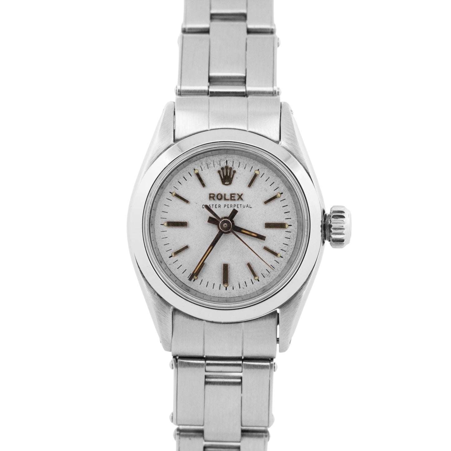 Ladies Rolex Oyster Perpetual 24mm White Stainless Steel Automatic Watch 6618
