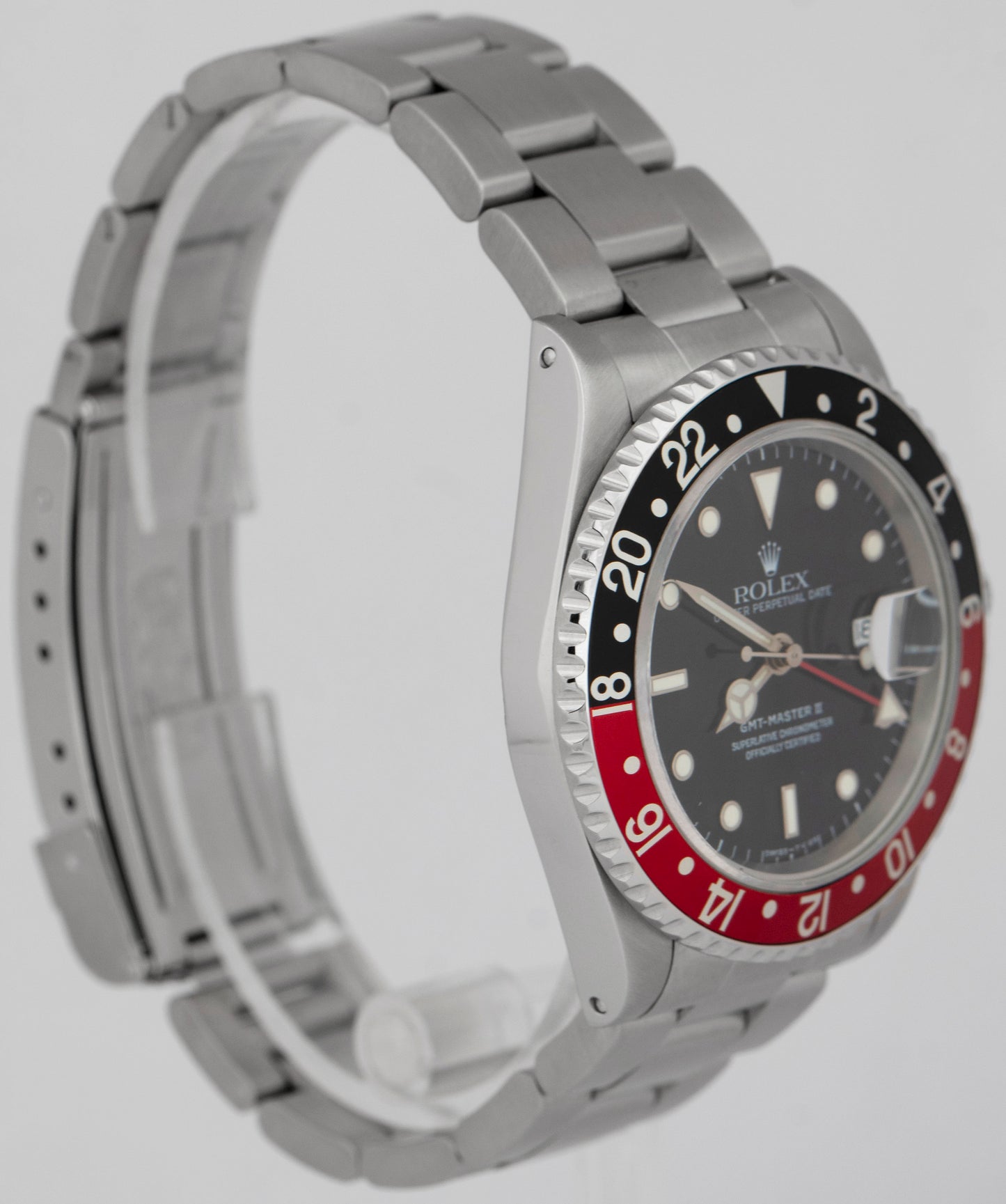 MINT Rolex GMT-Master II 40mm Coke Red Black Stainless Steel Oyster Watch 16710