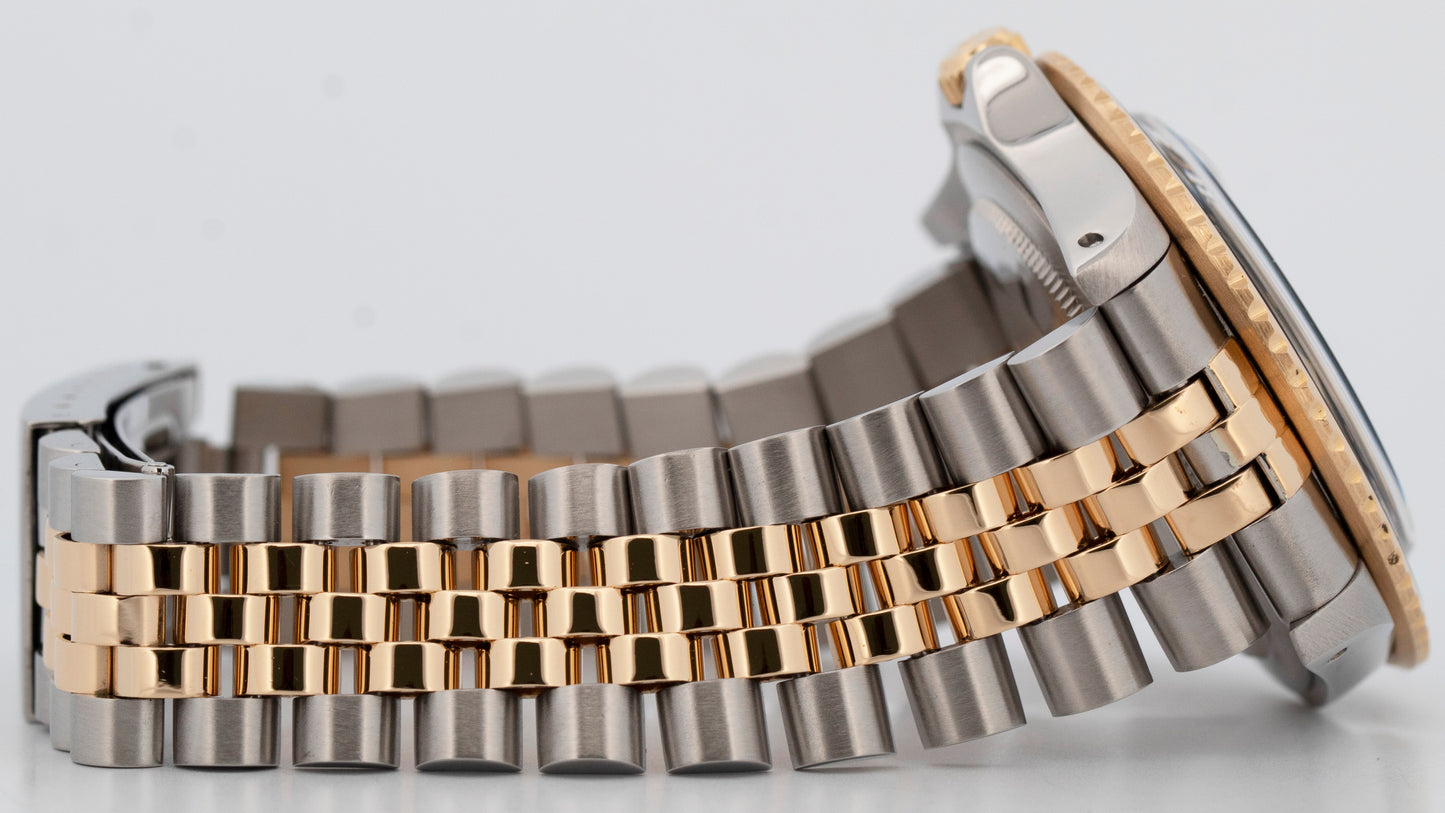 Rolex GMT-Master Black 40mm Two Tone 18K Yellow Gold JUBILEE Date Watch 16753