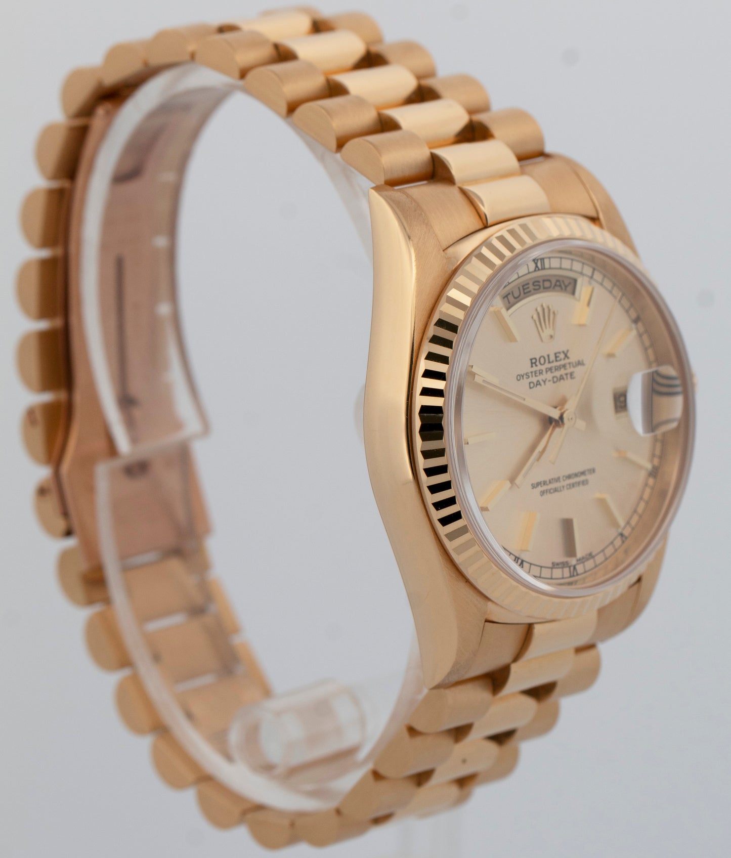 2020 RSC Rolex Day-Date President SILVER 18K Yellow Gold 36mm 18238 Watch BOX