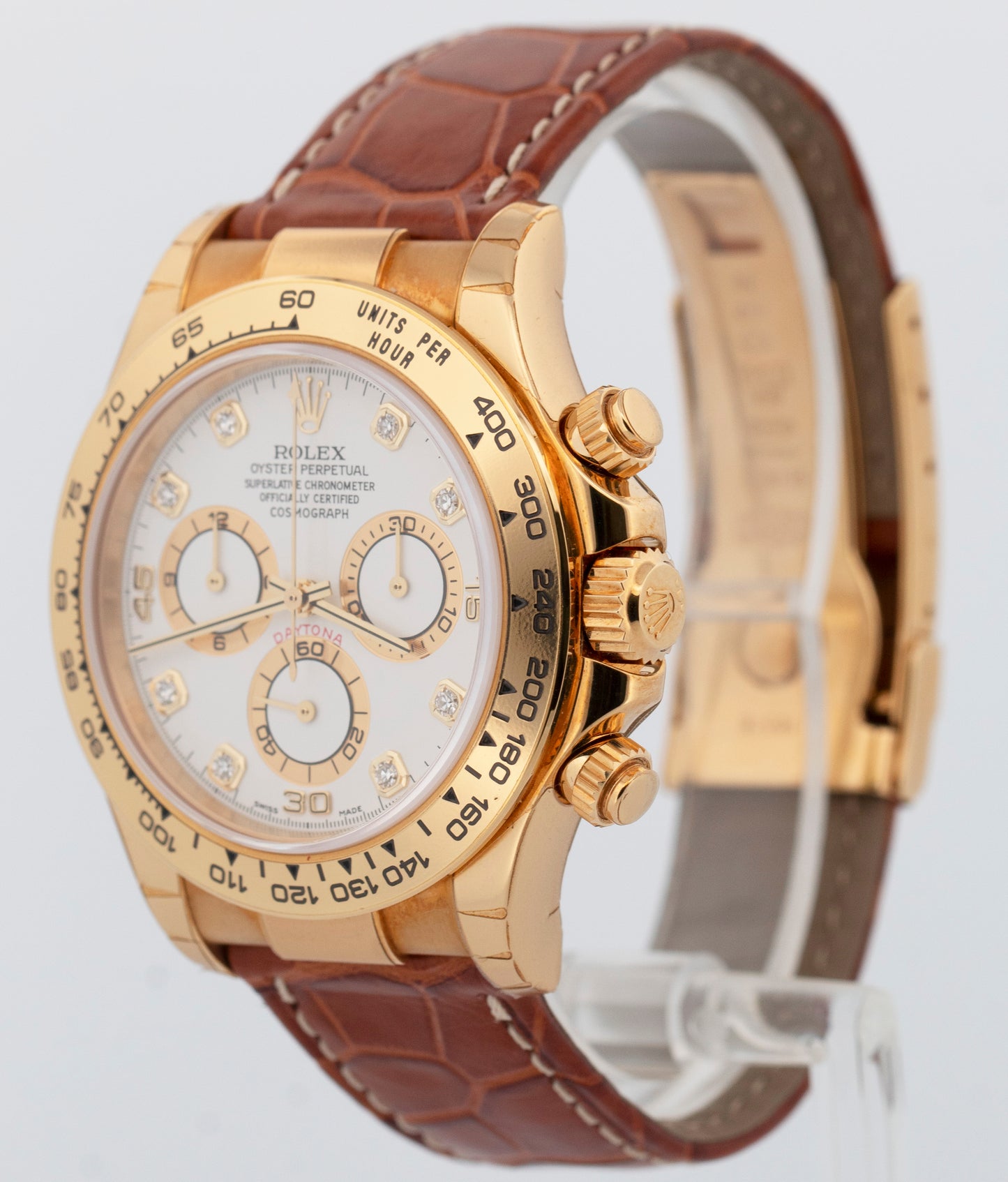 NOS 2003 PAPERS Rolex Daytona WHITE DIAMOND Yellow Gold 40mm 116518 Watch BOX