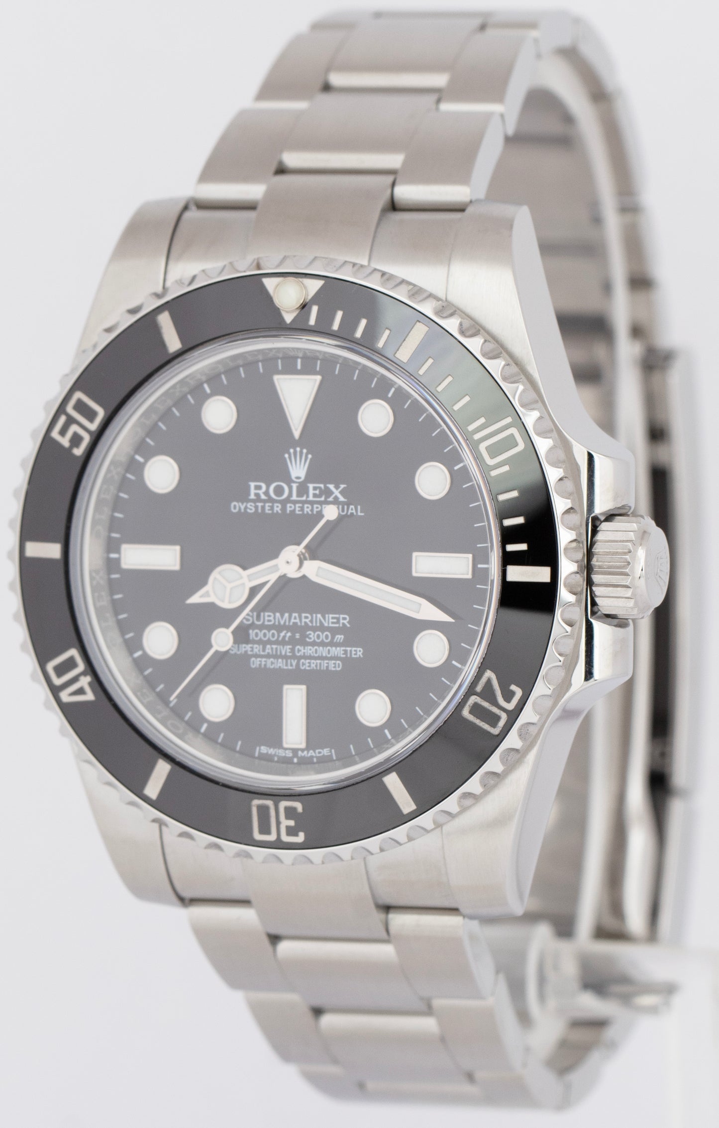 MINT Rolex Submariner No-Date Ceramic 40mm Oyster Stainless Steel Watch 114060