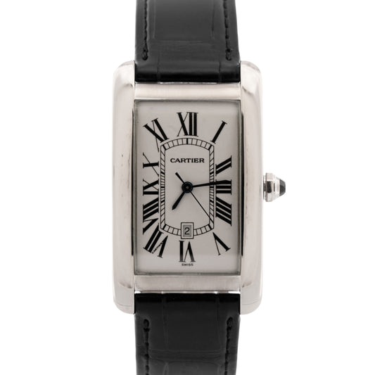 Cartier Tank Américaine WHITE 18K White Gold 26mm x 45mm 1741 Watch BOX