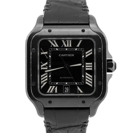 Cartier Santos 4072 / WSSA0039 Black ALDC Steel 39.8mm Watch Box Papers