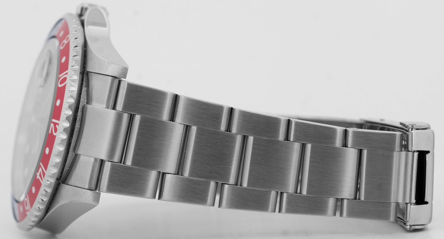 Rolex GMT-Master II 40mm PEPSI Red Blue Stainless Steel NO-HOLES 16710 Watch